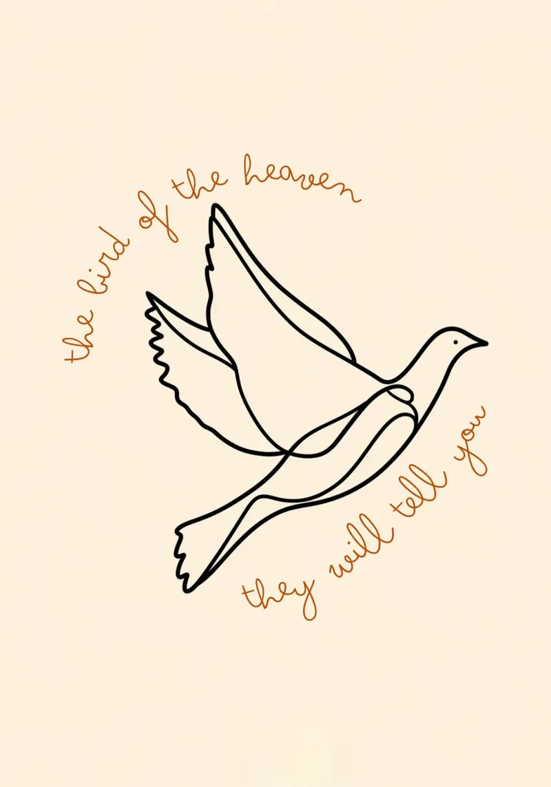 Bird of Heaven, Minimalist Dove Line Art Print canvas with Floater frame by vintagepod