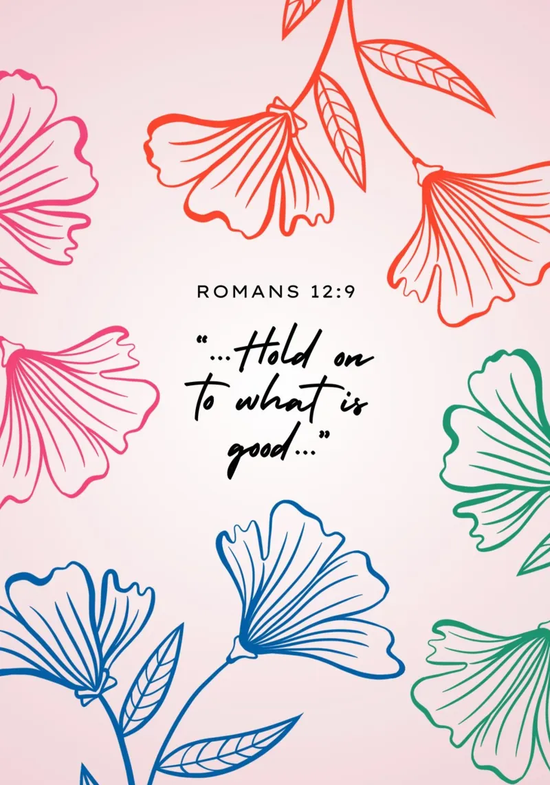 Romans 12:9, Hold On to What Is Good, Floral canvas with Floater frame by vintagepod