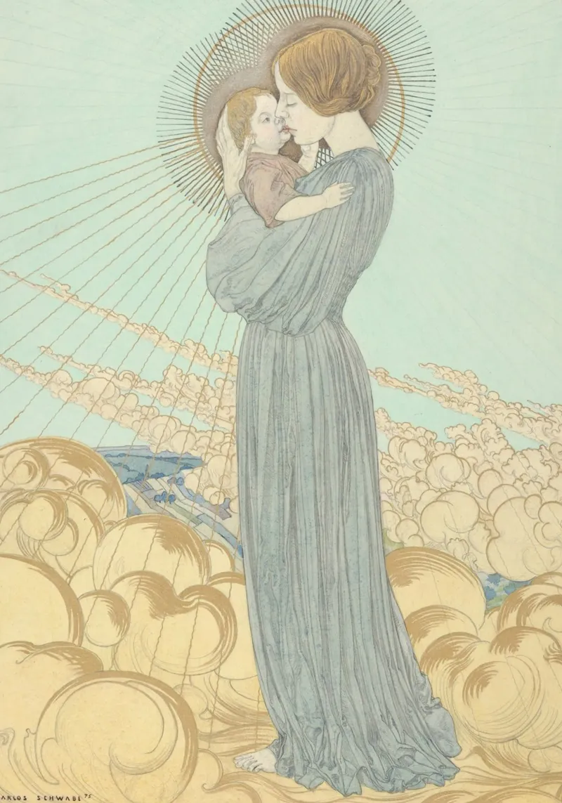 Nostra Signora delle Nuvole, Quadro Art Nouveau tela con Cornice a cassetta da vintagepod