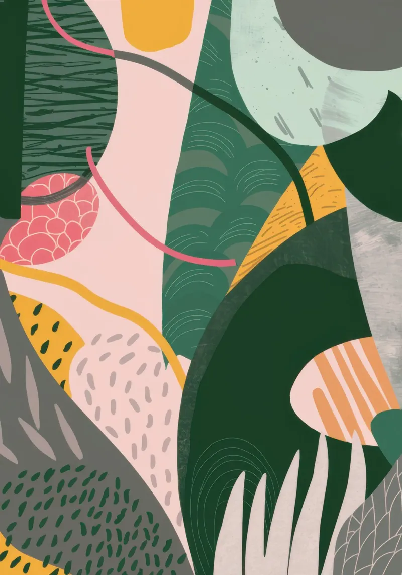 Flora sovrapposta Abstract poster con telaio in alluminio da Heaven Craft