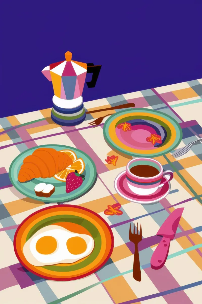 Colazione a scacchi soleggiata poster da Echo Saber