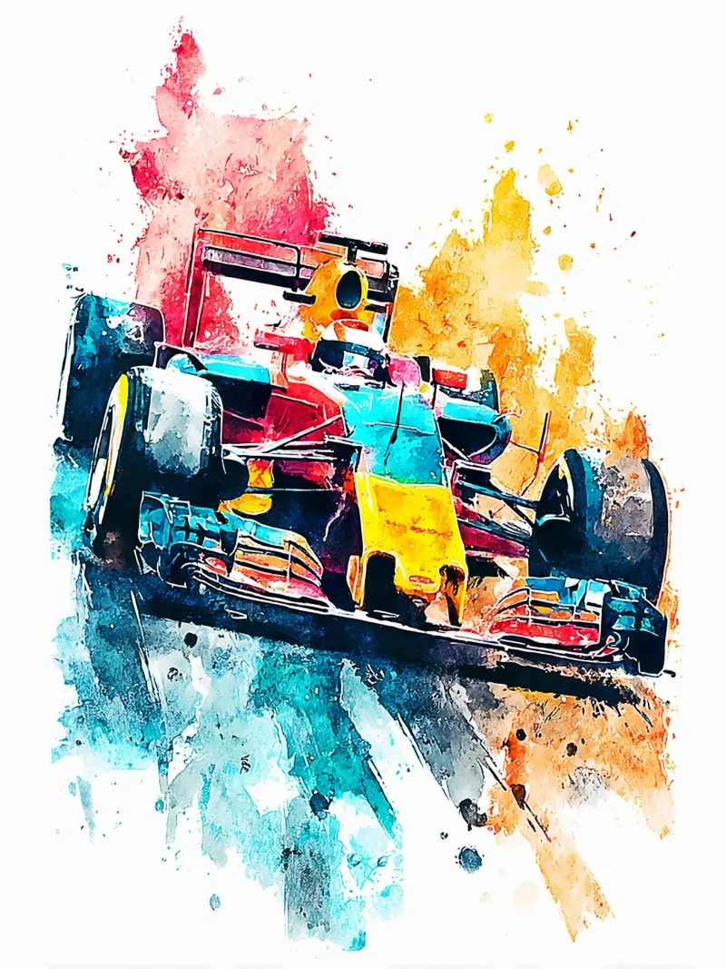 Formula 1 Watercolor tela con Cornice a cassetta da Mateo