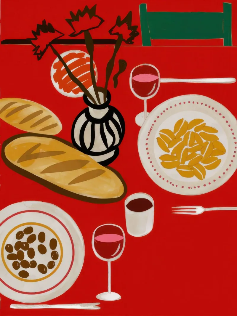 Rood tafelblad canvas met Baklijst van Echo Saber
