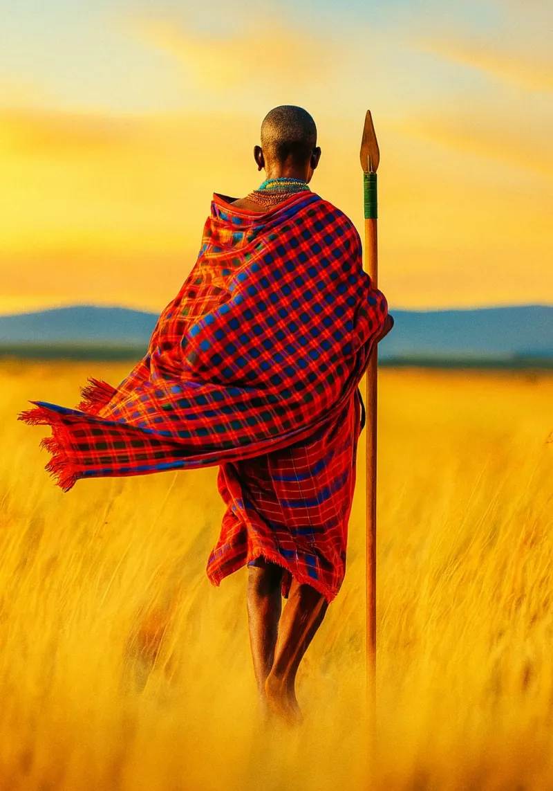 african men in the grasslands view retro photography canvas with Floater frame by viantishop