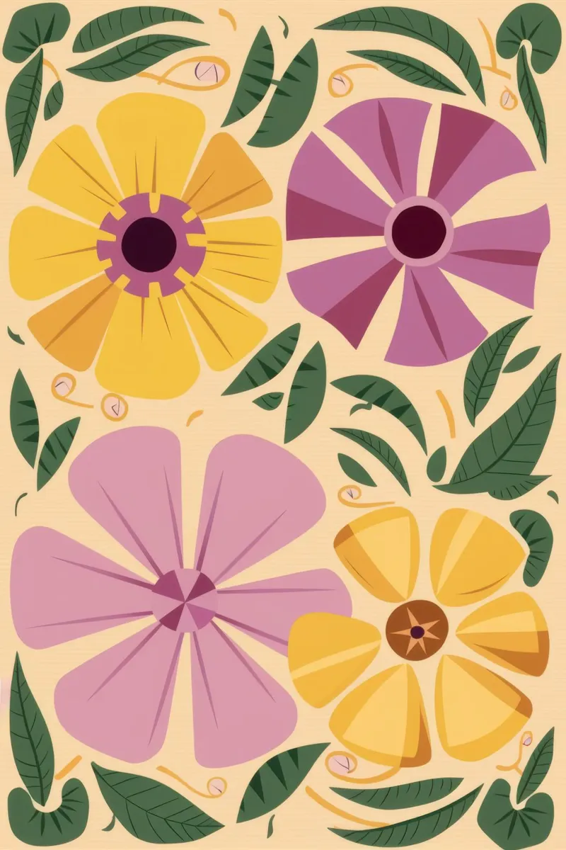 Fiori Art Déco tela con Cornice a cassetta da Echo Saber