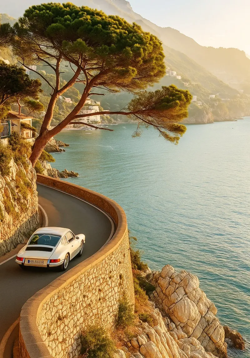 auto d'epoca su strada fotografia retrò tela con Cornice a cassetta da viantishop