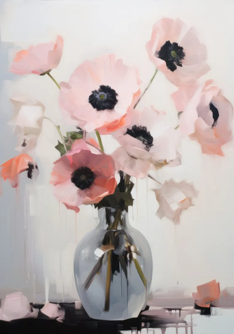 Abstract Floral Print, Flower Poster, Botanical Print canvas with Floater frame by ArtHaus