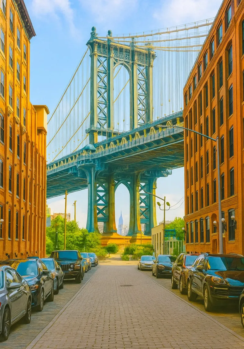 manhattan bridge view retro photography canvas with Floater frame by viantishop