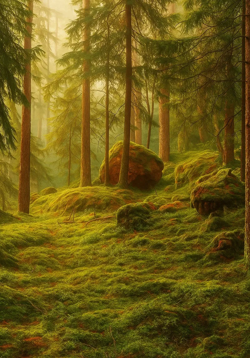 moost forrest view retro photography Leinwand mit Schattenfugenrahmen von viantishop