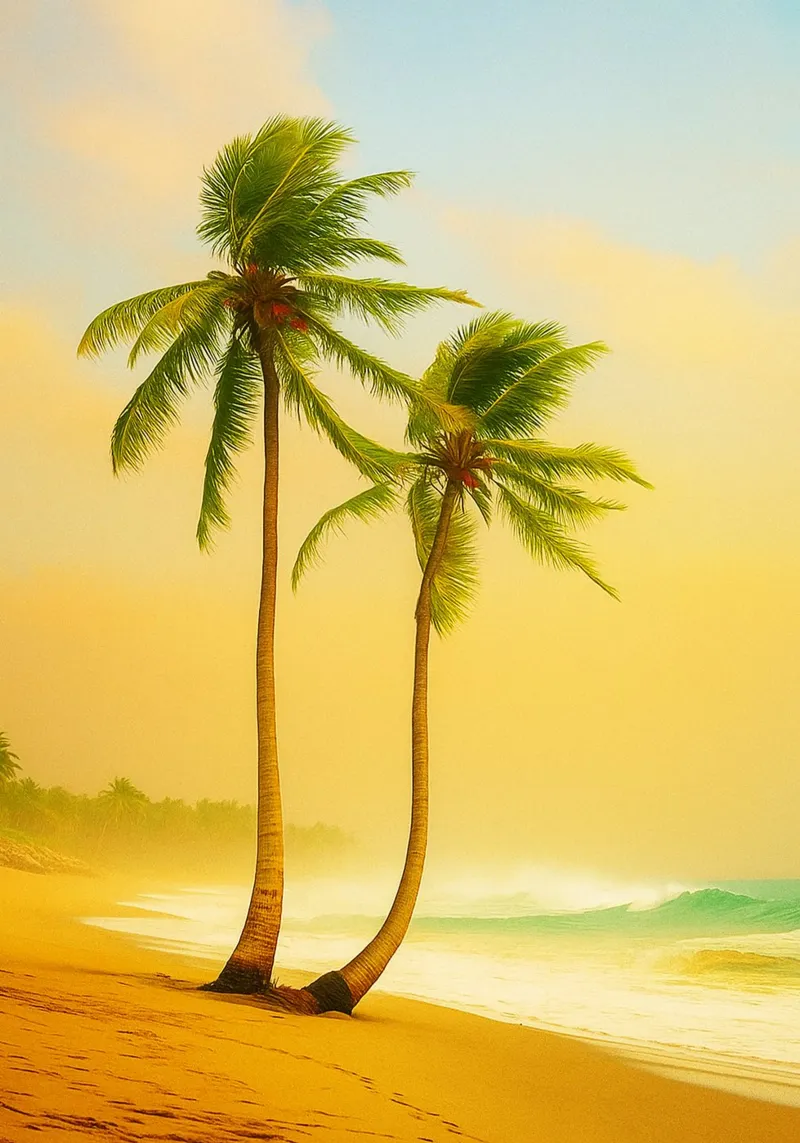 vue des palmiers photographie rétro toile avec Caisse américaine de viantishop