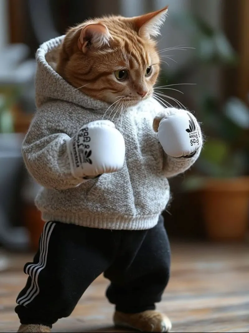 cat boxing tela con Cornice a cassetta da Good days