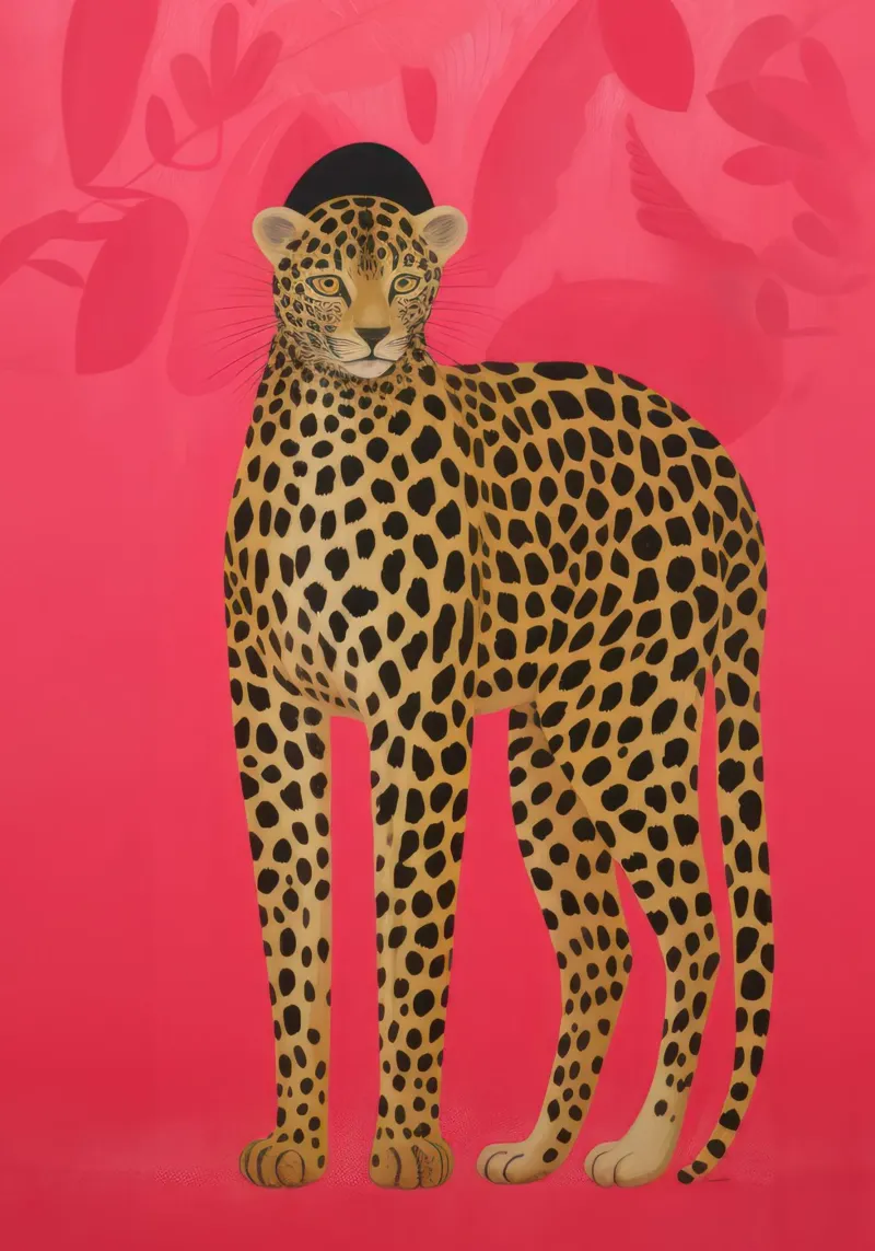 Cheetah print, kleurrijke dierenprint, Eclectische muurkunst canvas met Baklijst van ArtHaus
