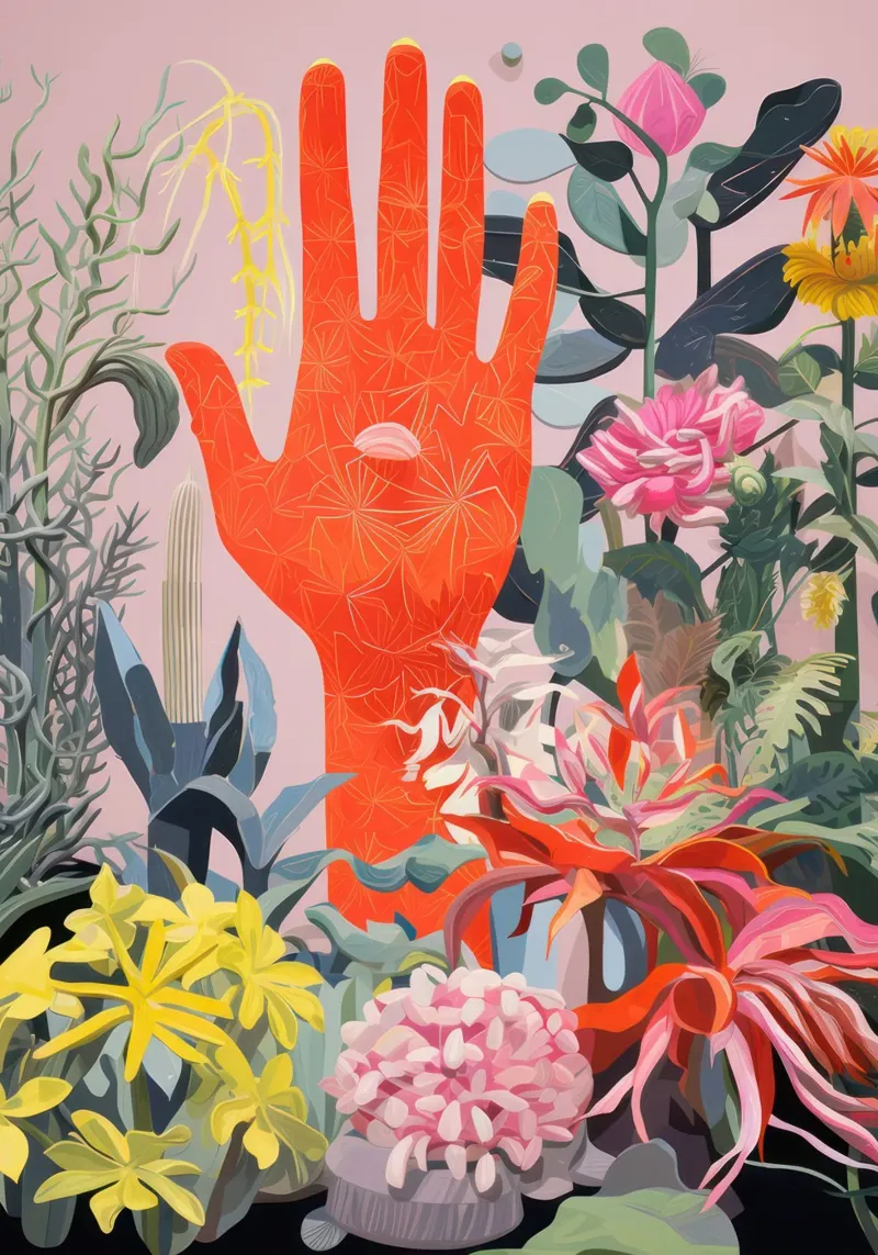 Abstracte kleurrijke botanische print, bloemenposter canvas met Baklijst van ArtHaus
