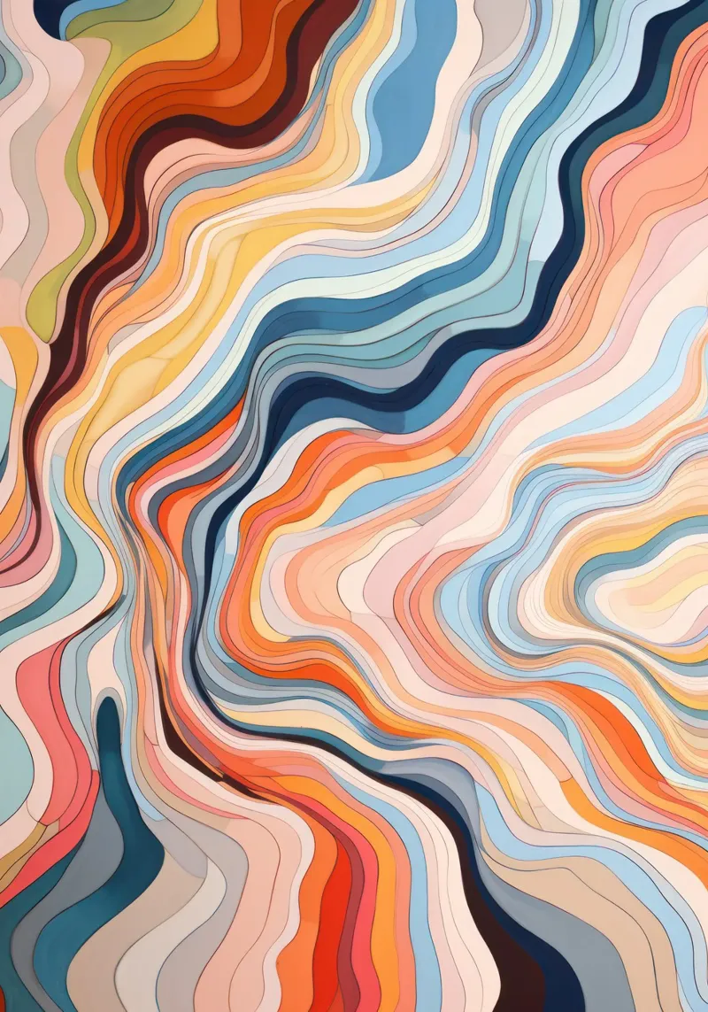 Art abstrait moderne et coloré, impression moderne de vagues poster de ArtHaus