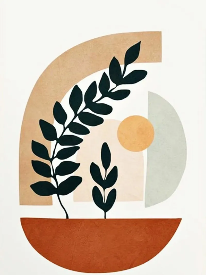 curve line circle shape poster con telaio in legno da lily
