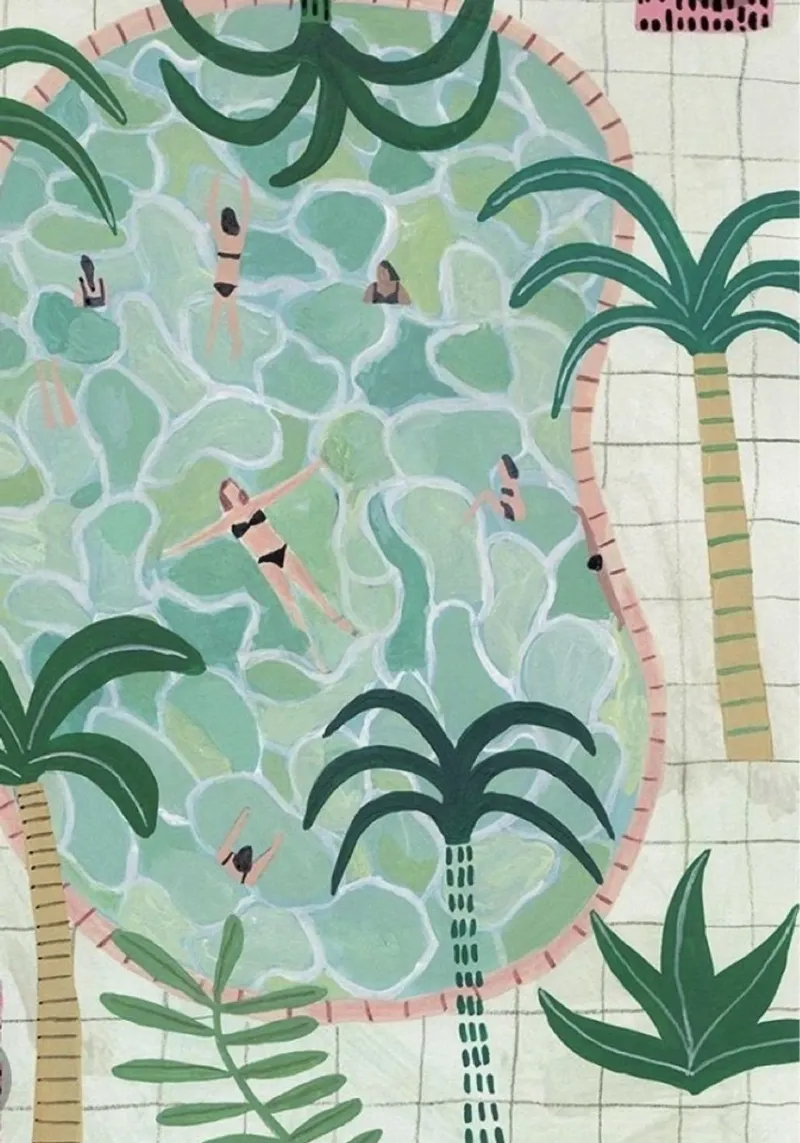 swimming in pool canvas with Floater frame by Good days