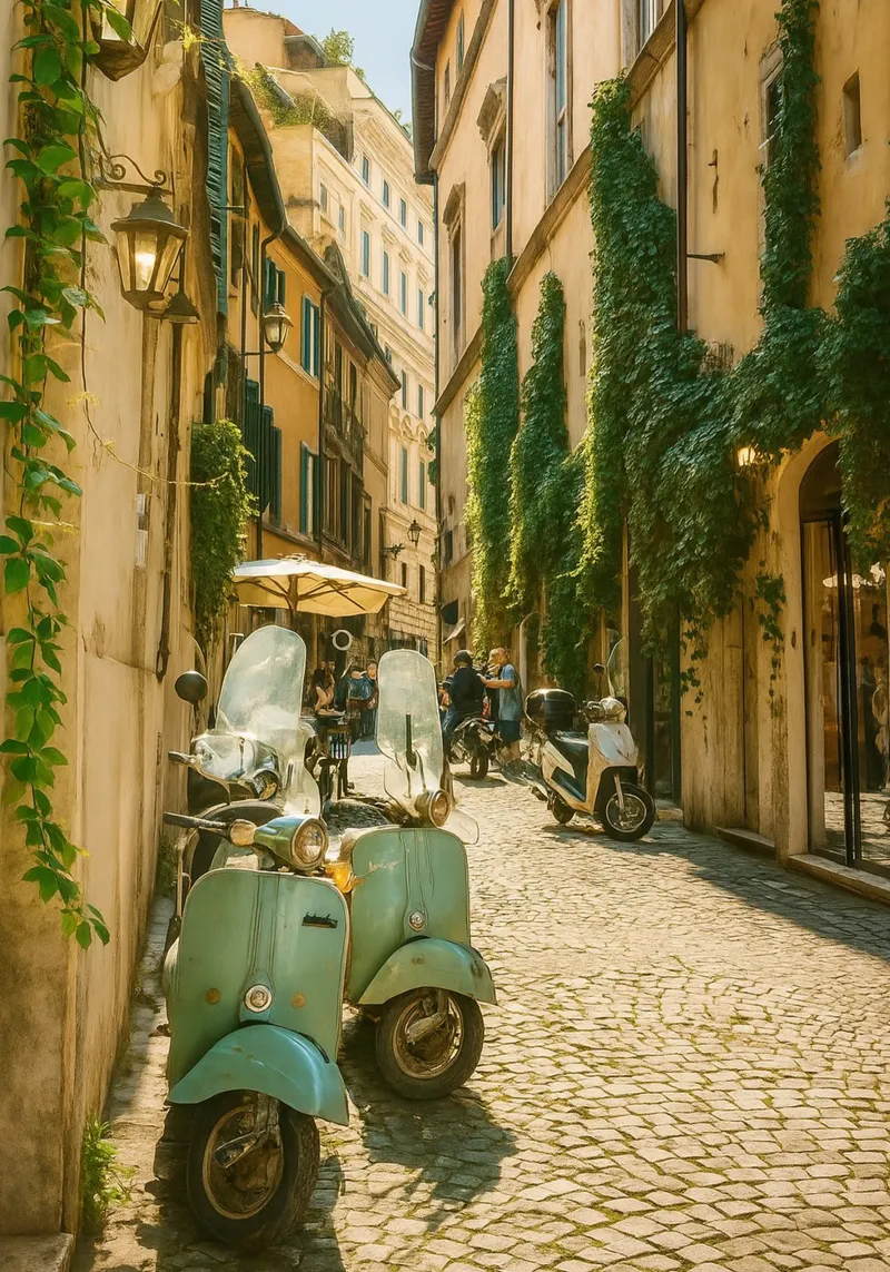 scooter parking vue retro photographie toile avec Caisse américaine de viantishop