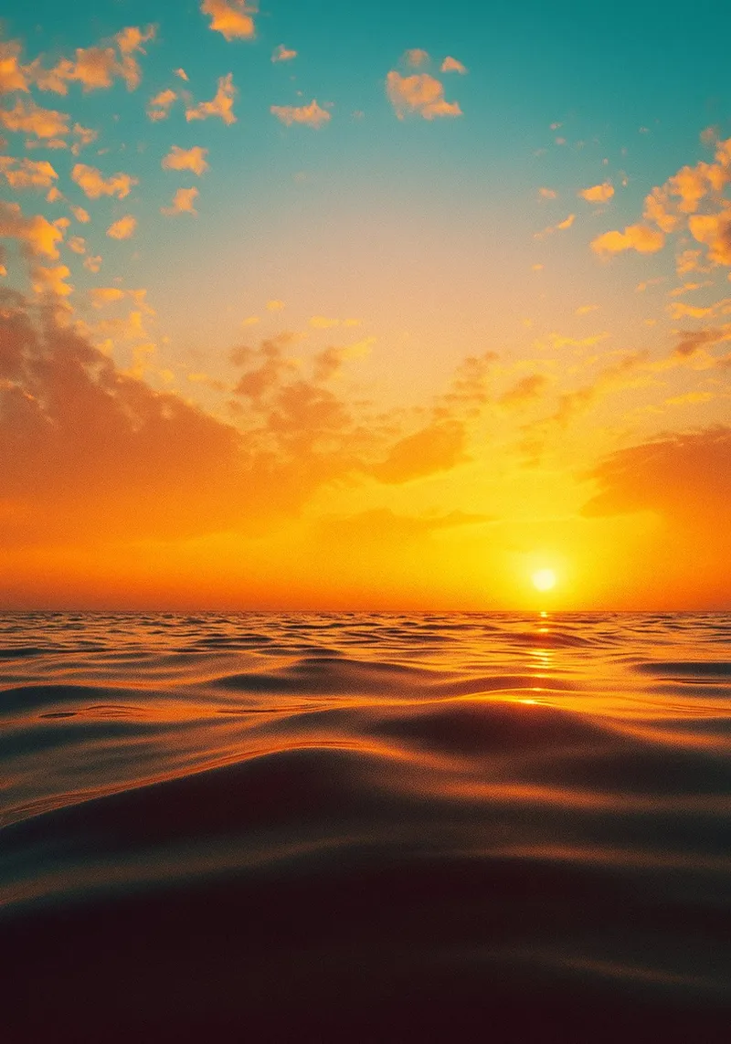 sunset view on the sea retro photography canvas with Floater frame by viantishop