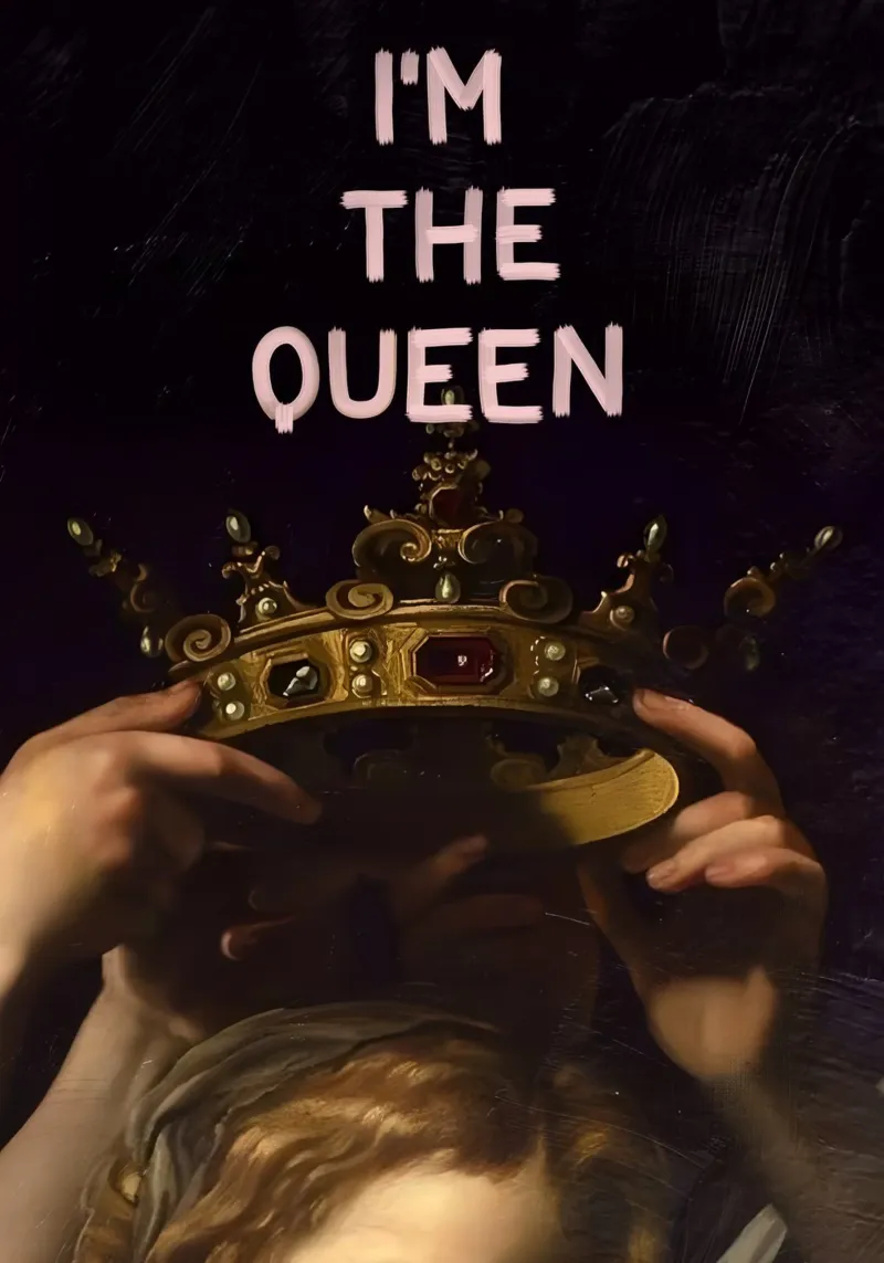 "I'M THE QUEEN" tela con Cornice a cassetta da Type & Tape