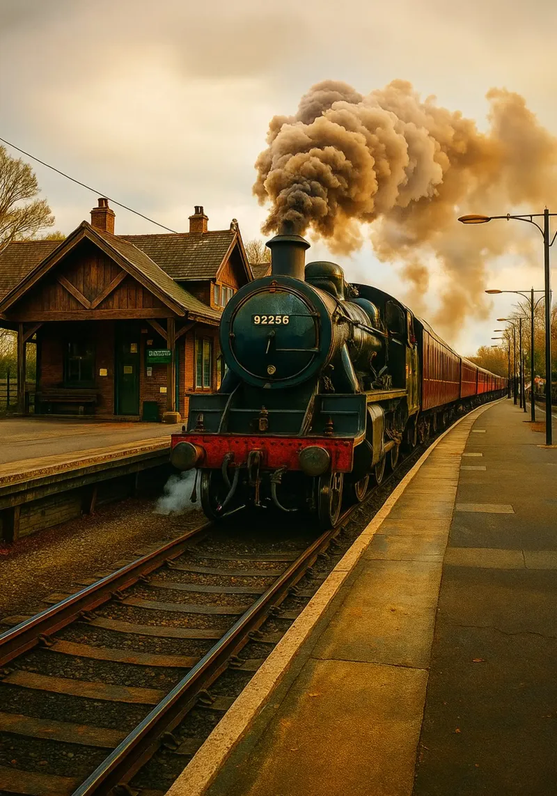 train view retro photography canvas with Floater frame by viantishop