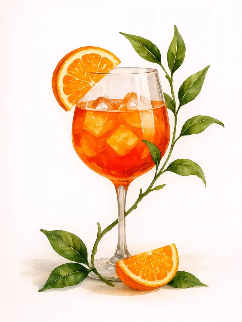 Bicchiere da spritz Aperol con foglie d'arancio - Acquerello vintage poster da Eldon S Kiser