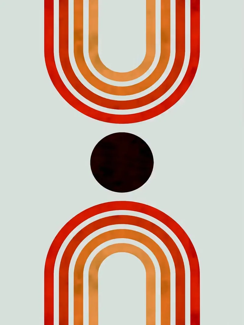 Geometric modern art canvas with Floater frame by Sven B Strauss