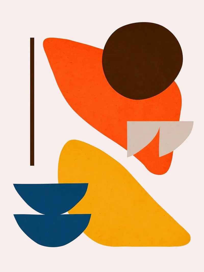 Abstract figures 6 canvas with Floater frame by Leon B Feierabend