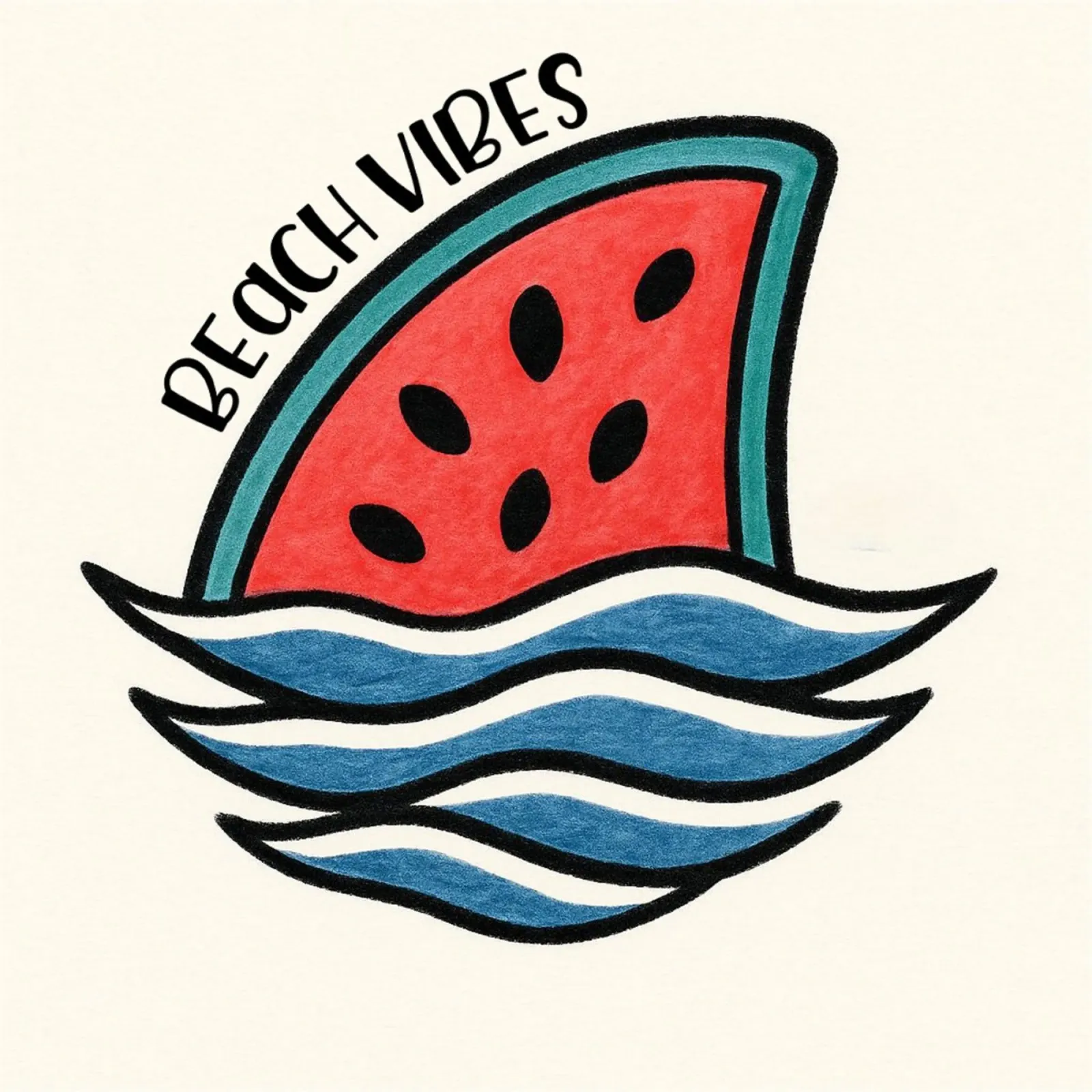 Aileron de requin melon d'eau "Beach Vibes" - Fun, Unique, and poster avec cadre en plastique de inspirational quote