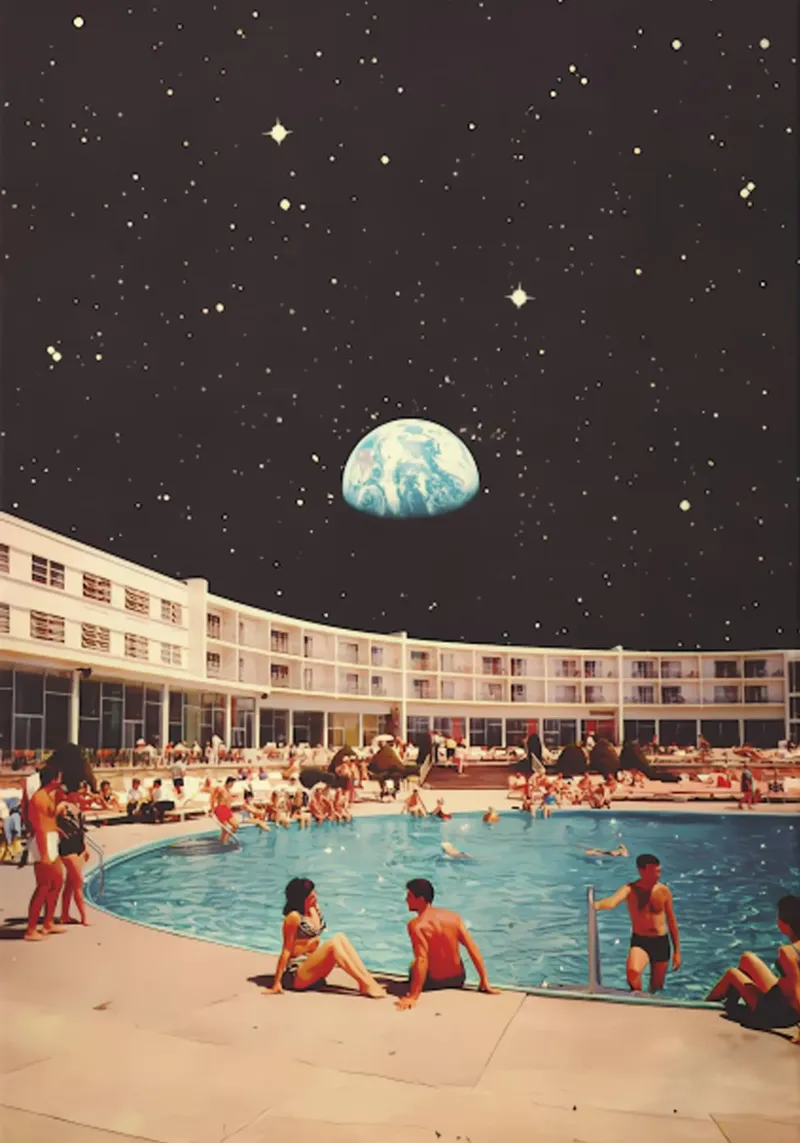 Lunar Pool canvas with Floater frame by mary shop