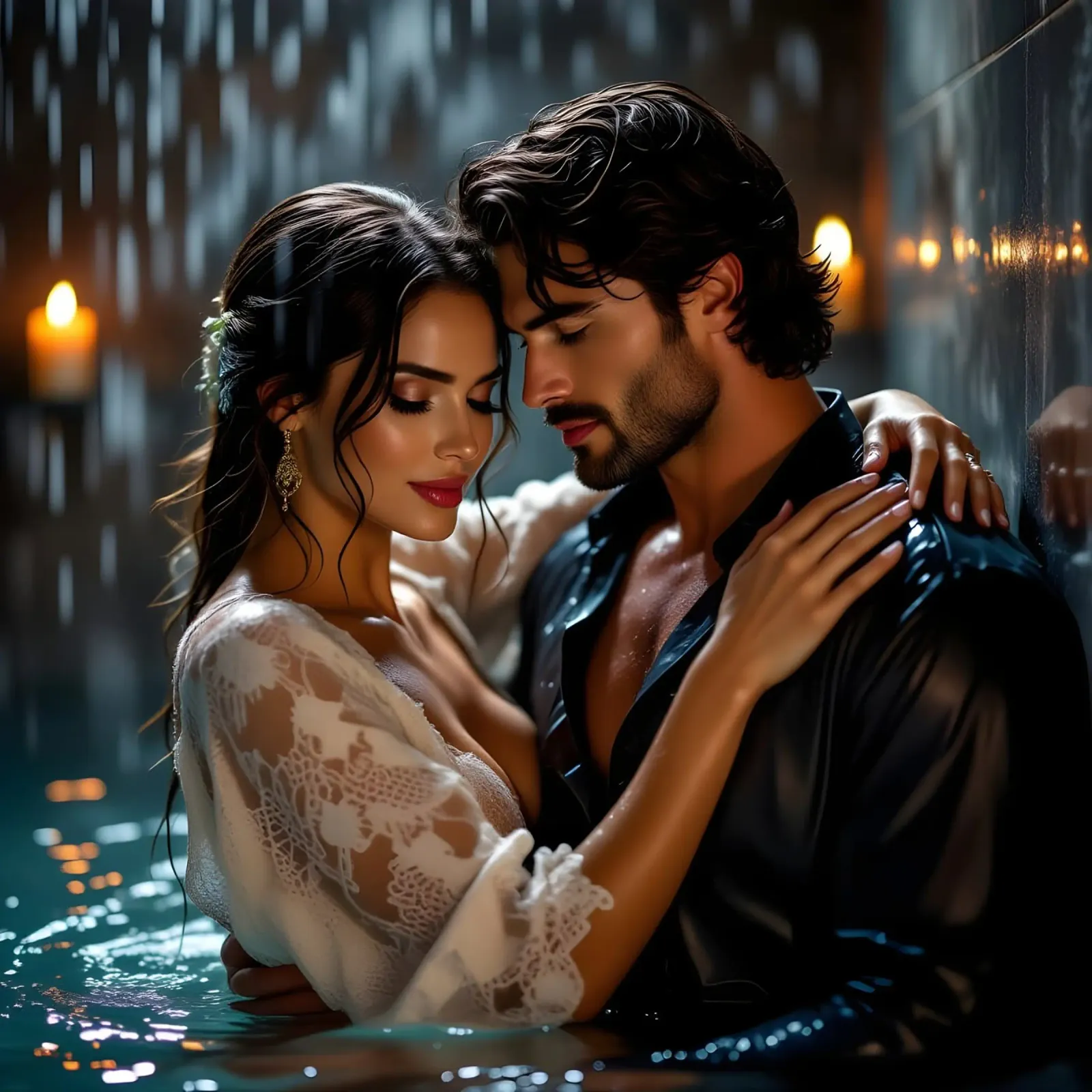 Lovers in the Rain canvas with Floater frame by Anita's Dream
