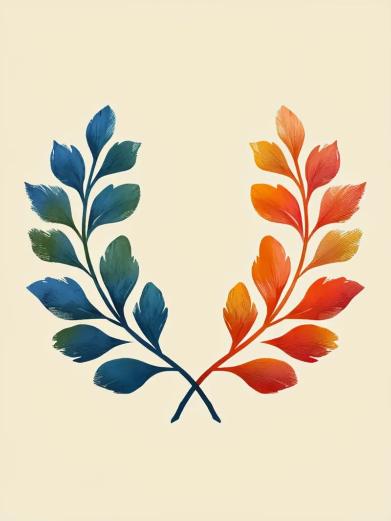 Corona d'alloro sfumata: Simbolo di armonia bipartisan e di un'armonia che non ha bisogno di essere messa in discussione. poster con telaio in legno da Artistic-shop
