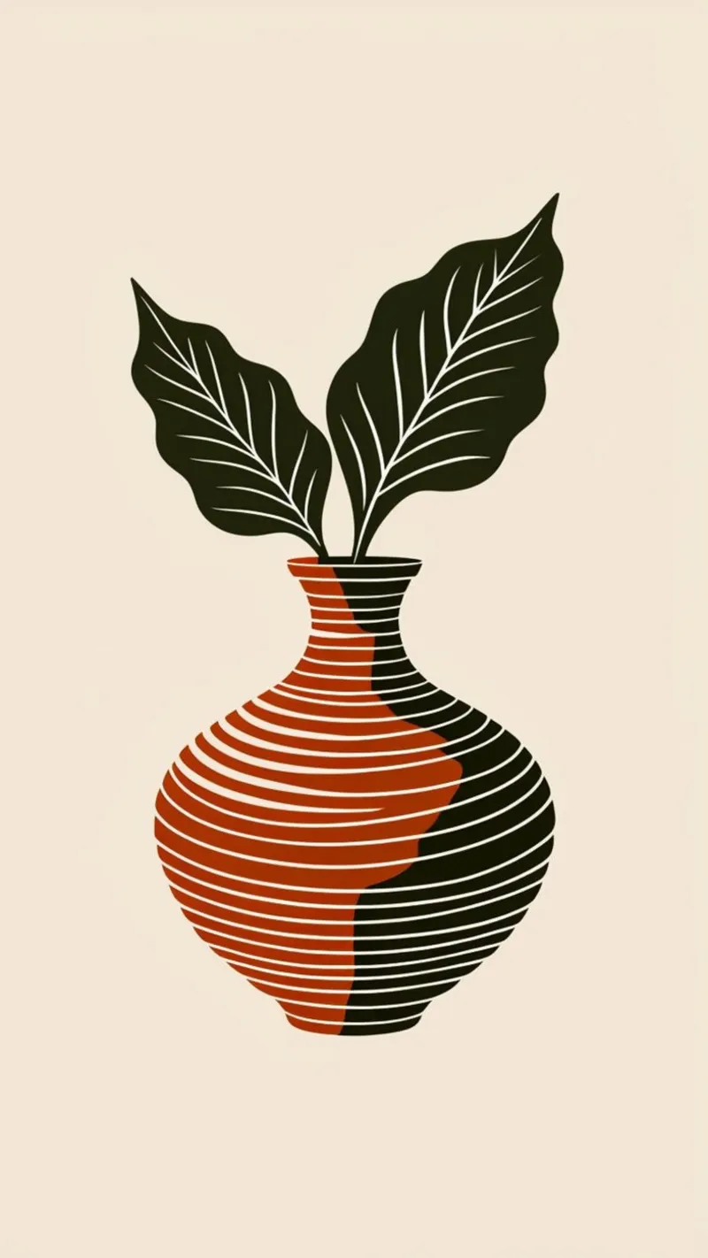 Linee ondulate minimaliste in terracotta e nero - V astratto moderno tela con Cornice a cassetta da Artistic-shop