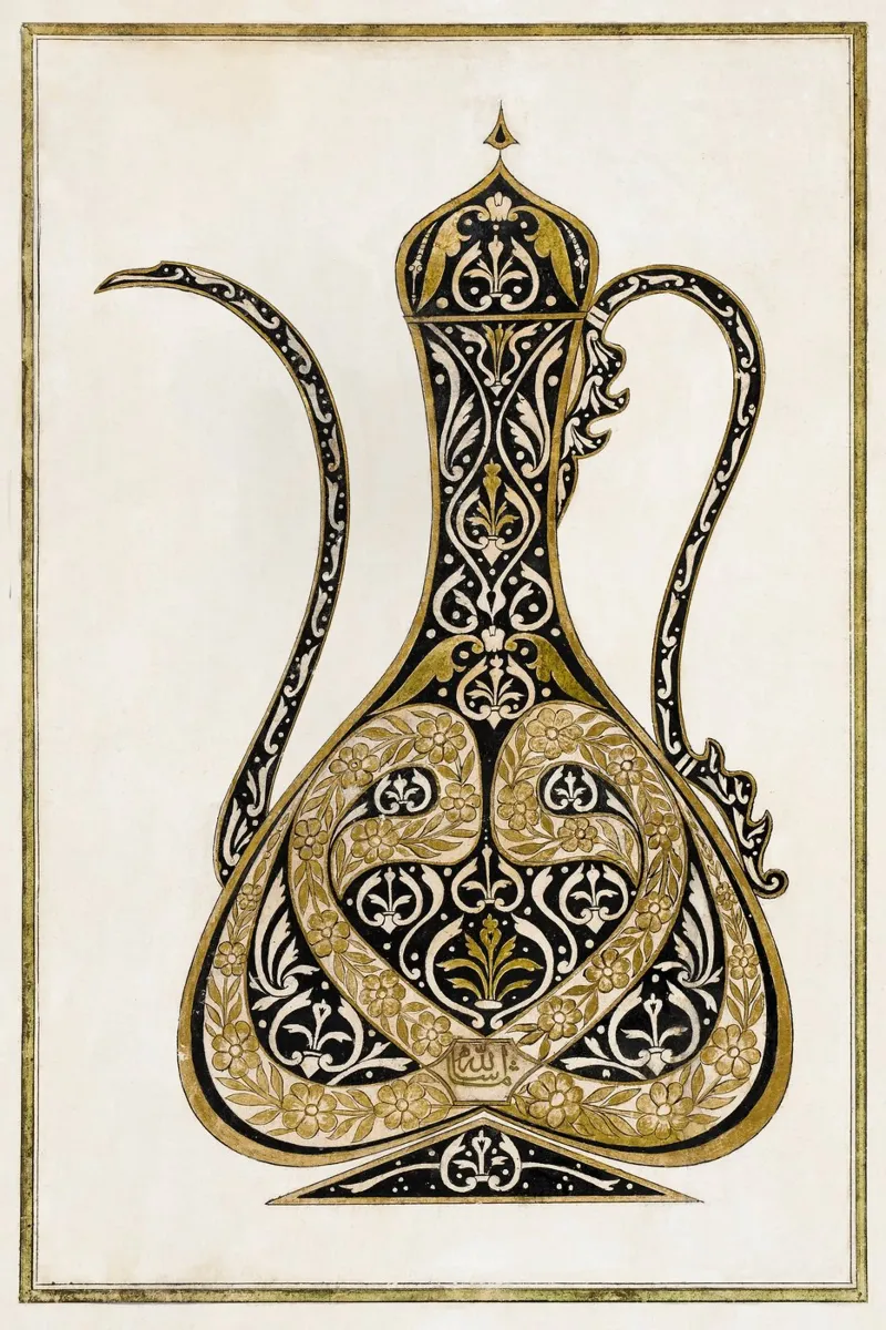 Calligraphic Design of a Ewer canvas with Floater frame by vintageshop