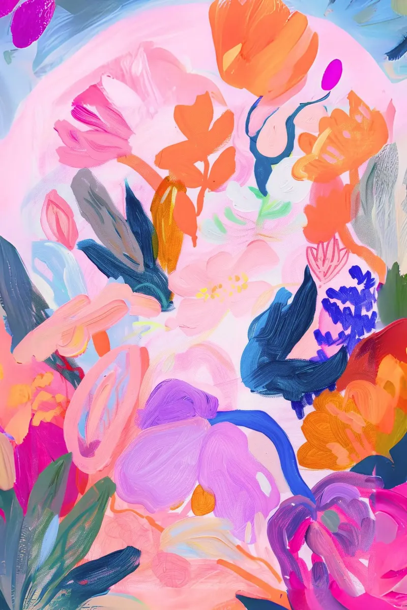 Bloemen Poster, Abstract Bloemen Kleurrijke Kunst Botanische Print canvas met Baklijst van Boheme