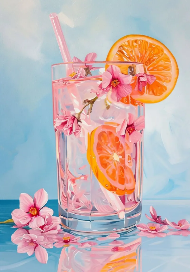 Bevanda ai fiori di ciliegio con arance poster da Yaso Design & Art