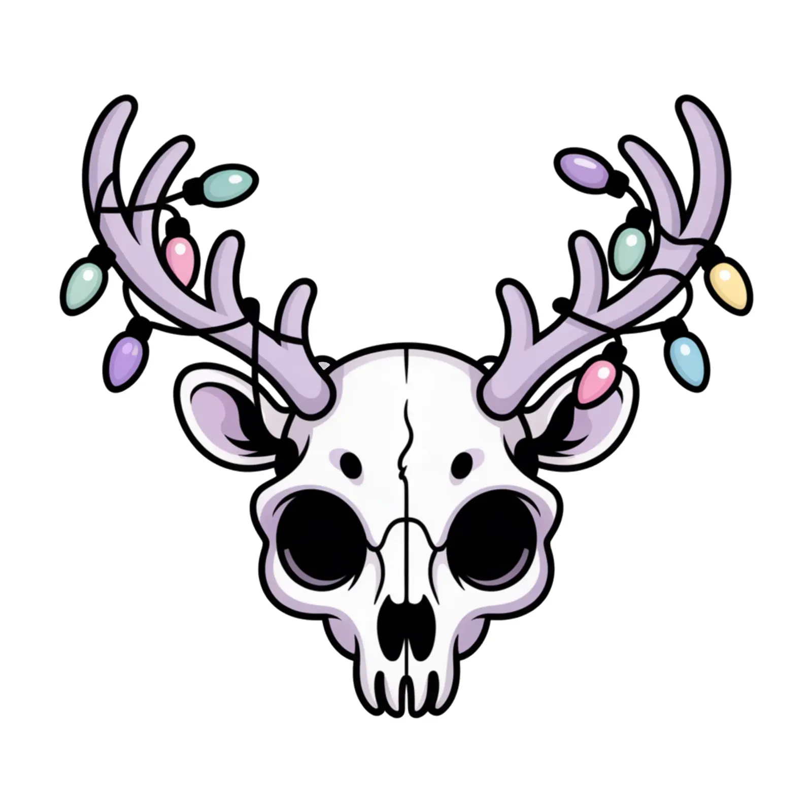 Kawaii Christmas Reindeer Skull poster con telaio in plastica da Sasyall Graphics