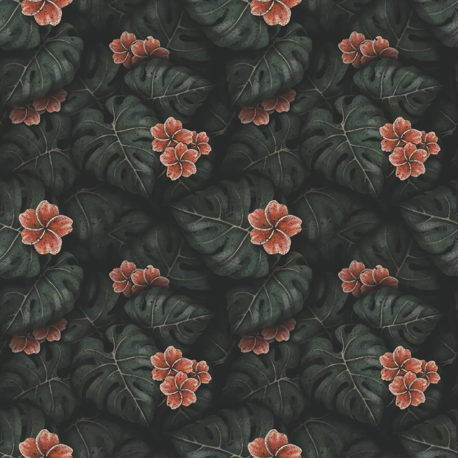 Illustrazione di Monstera e Frangipani Design botanico tropicale poster con telaio in alluminio da Stella-Illustrations