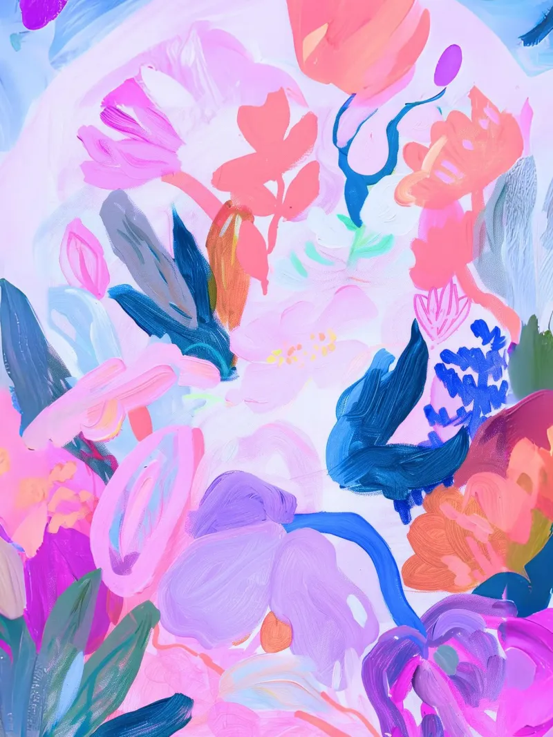 Botanical Print, Flower Abstract Art, Colourful Poster canvas with Floater frame by Boheme