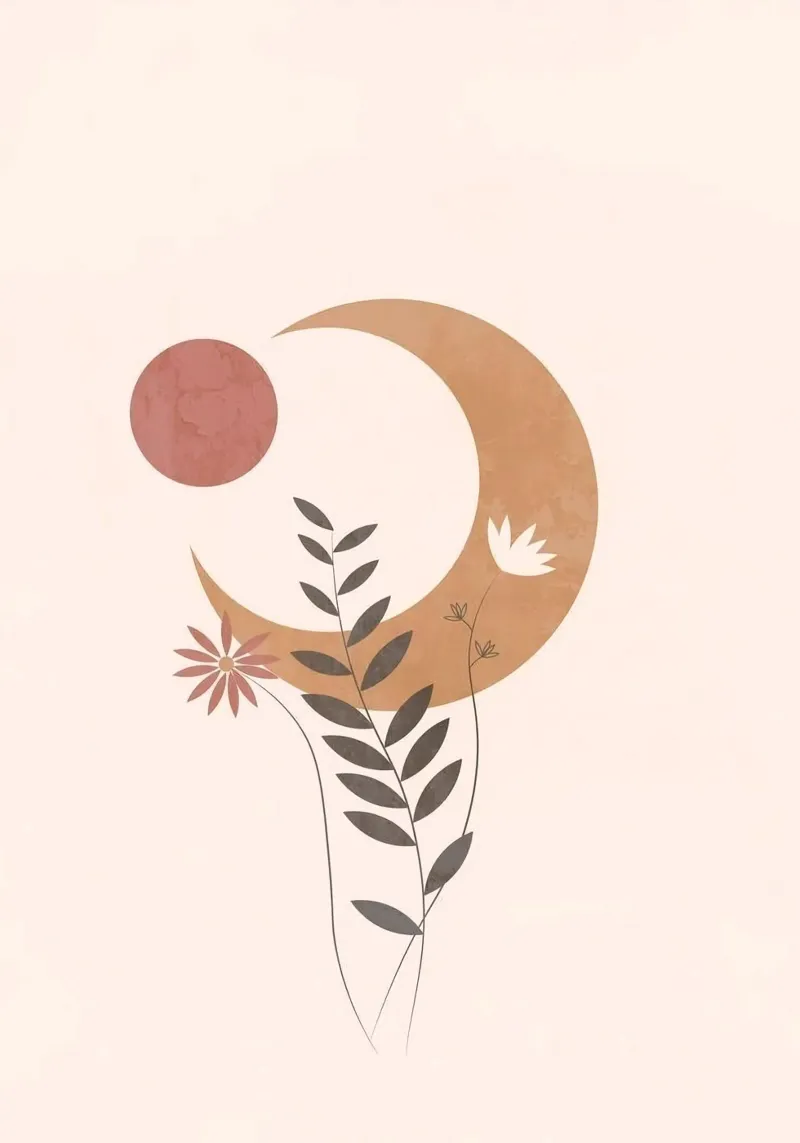 moon and branch Leinwand mit Schattenfugenrahmen von carsa