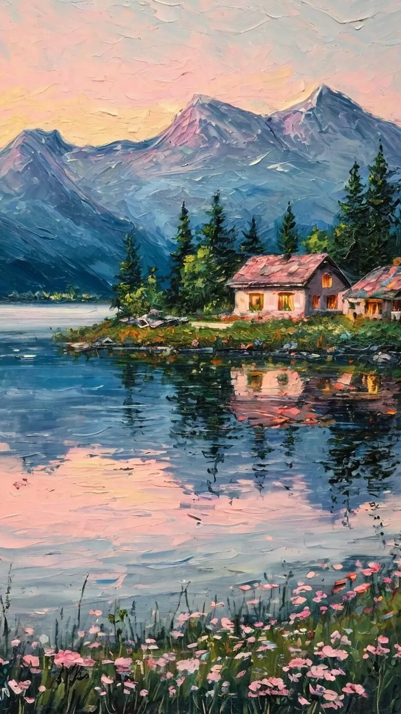 reflect village on lake poster da carsa