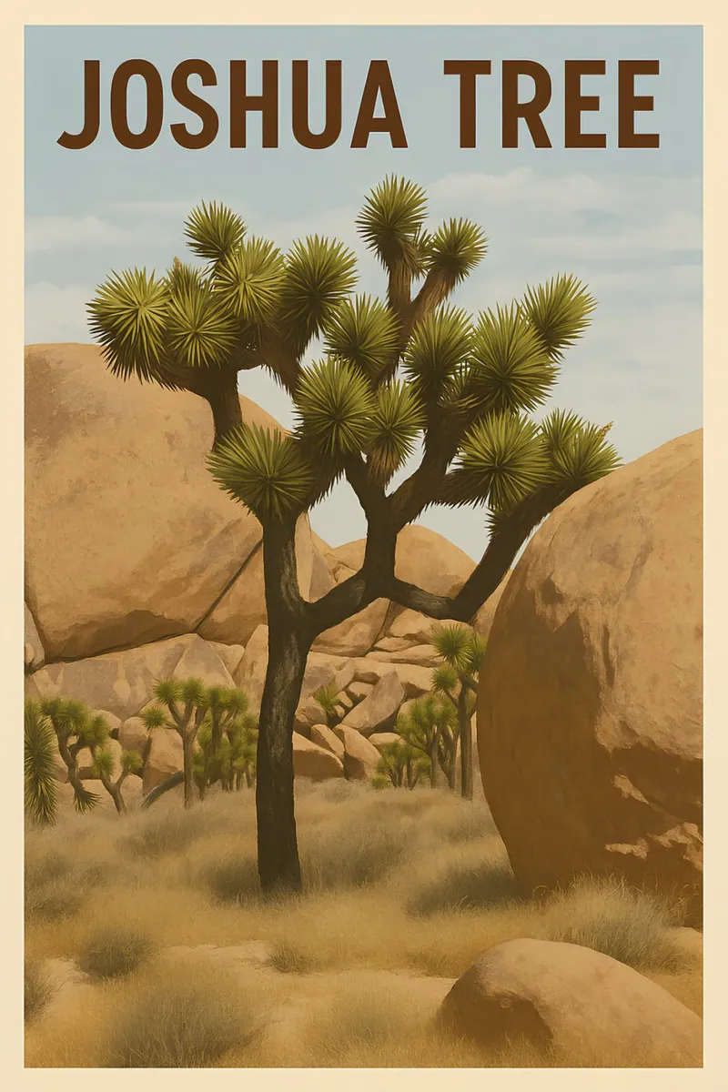 Joshua Tree - Vintage tela con Cornice a cassetta da WildTravelArt