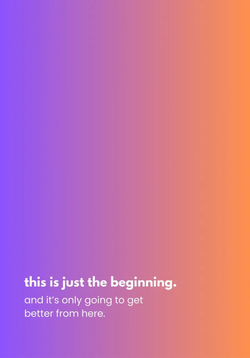 Minimalistisch gradiëntontwerp: Dit is nog maar het begin canvas met Baklijst van alexia.gmp