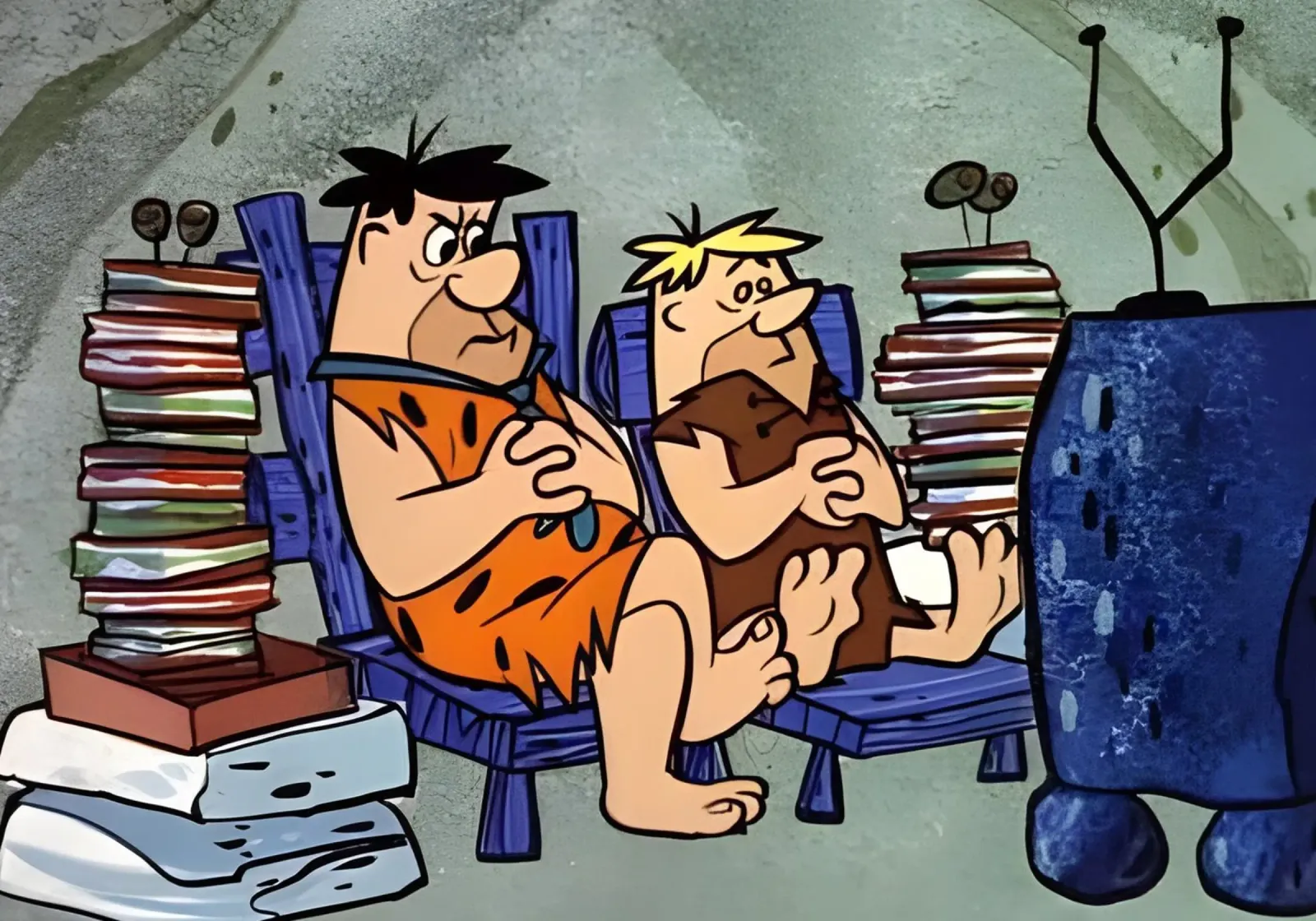 The Flintstones canvas met Baklijst van Low poly art