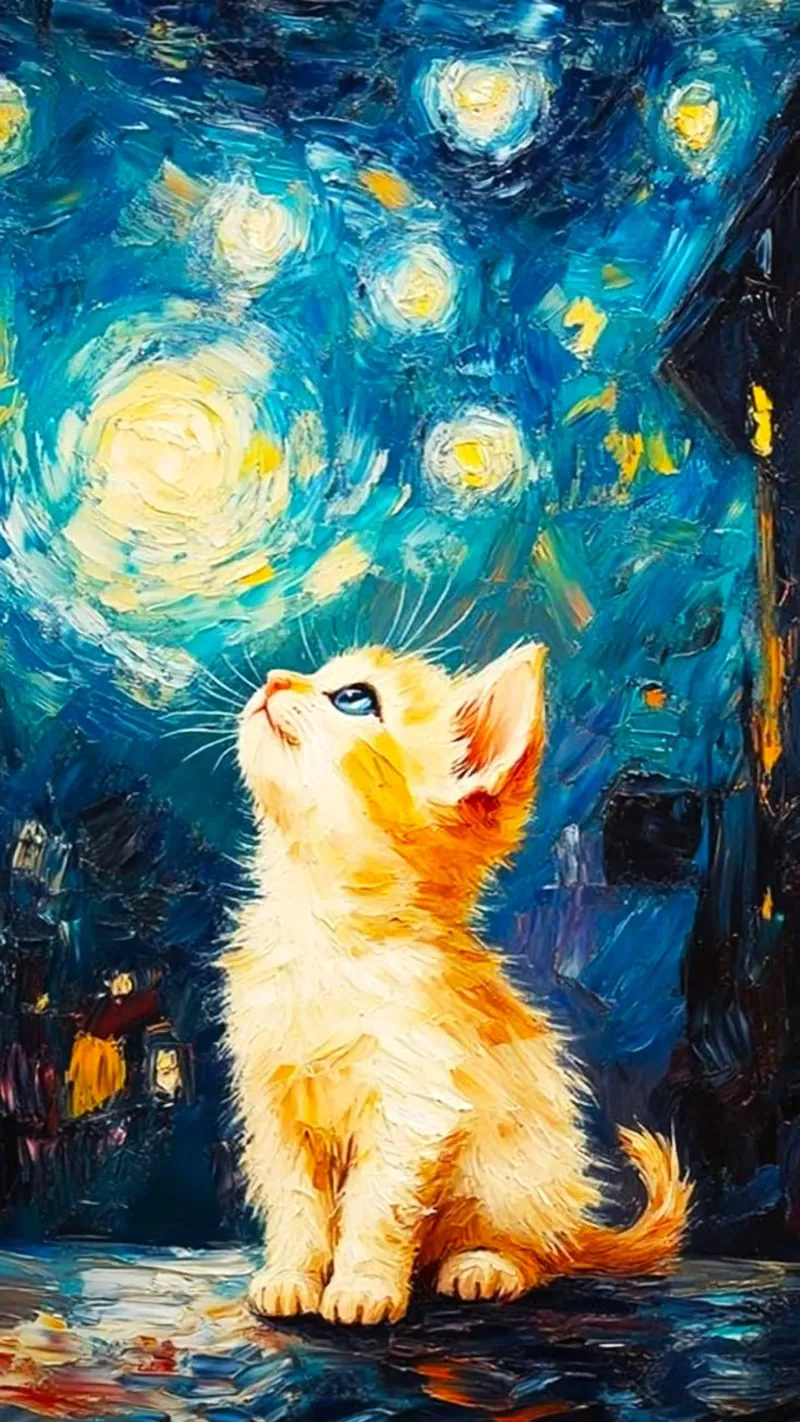 cat chill with moon and star canvas with Floater frame by lifeline