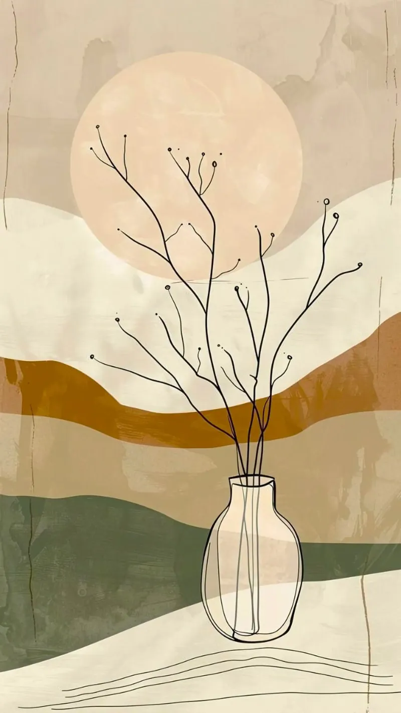 line branch bottle canvas with Floater frame by lifeline