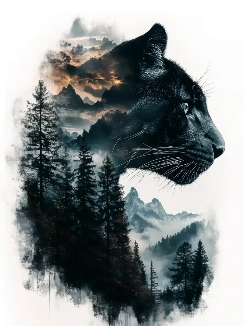 Pantera Nera Montagna Doppia esposizione poster da Emma MacDonald