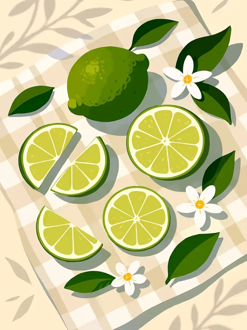 Lime - Una tavola stilizzata tela con Cornice a cassetta da Henry Singh