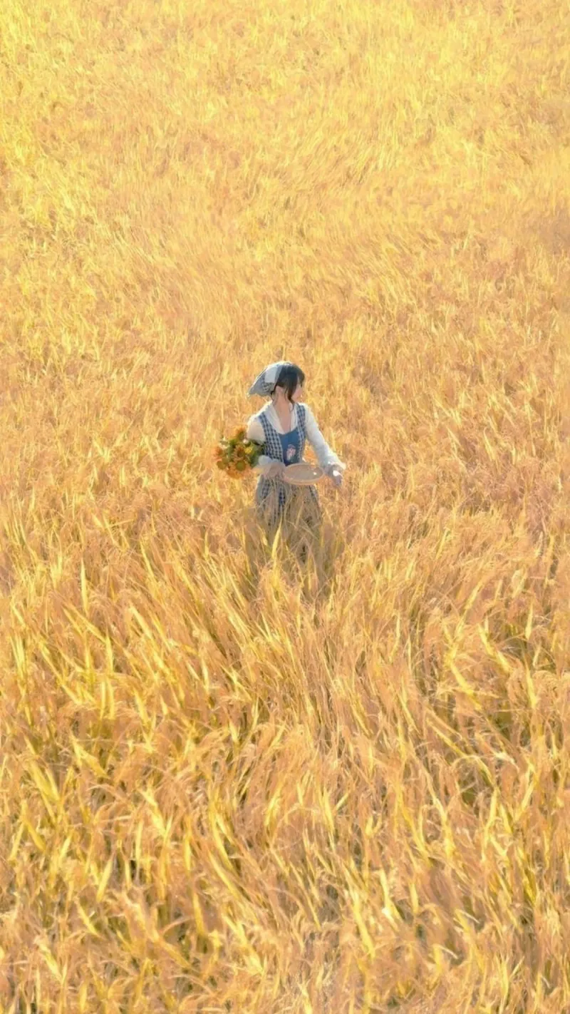 girl in yellow field poster con telaio in legno da hamily