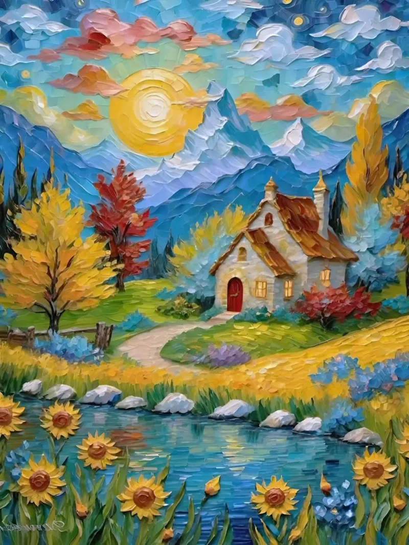 art draw house in land poster con telaio in alluminio da melts