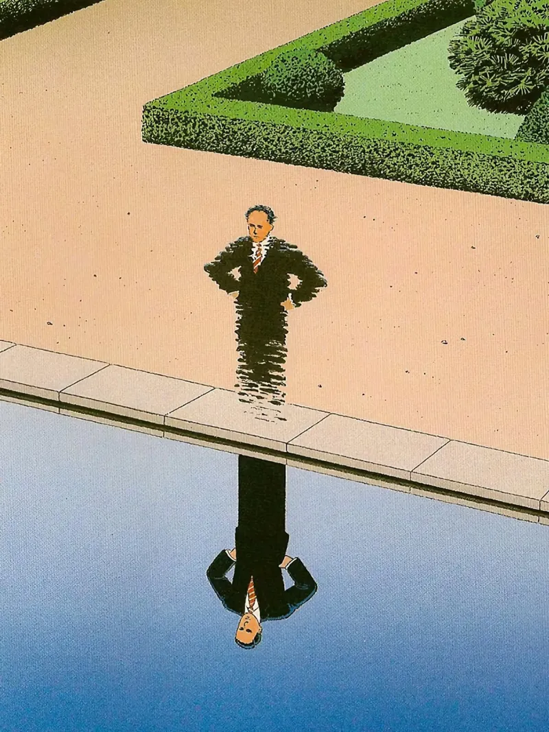 Man Reflection canvas with Floater frame by Marco Finkel
